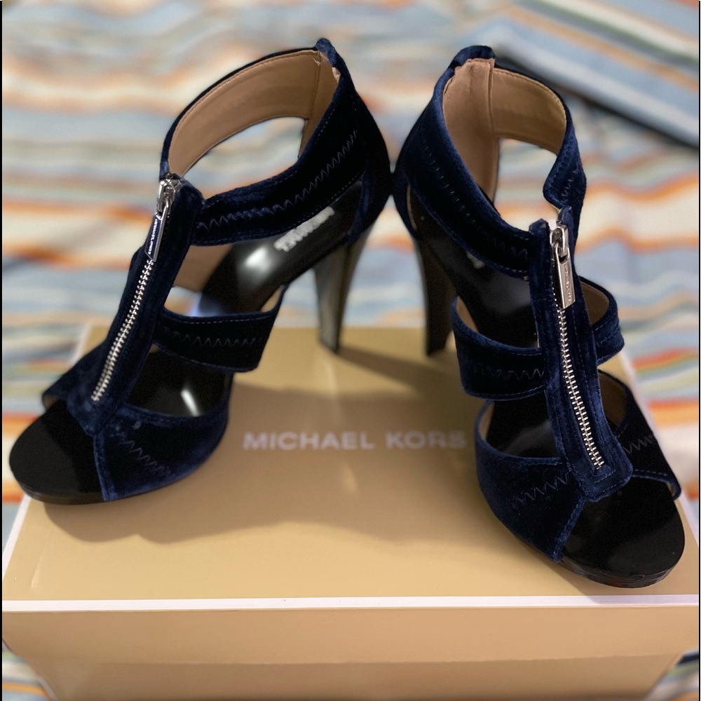 Michael Kors slightly used, navy blue suede heels. Size 8.5